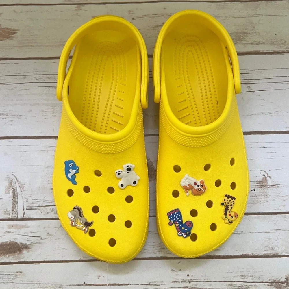 Crocs Classic Clog Yellow Animal Jibbitz Charms Mens 13